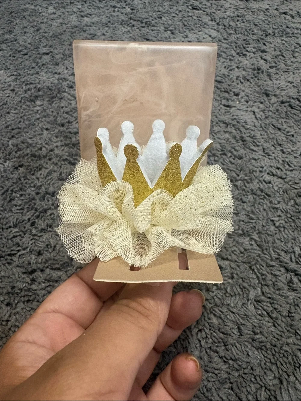 Gold and Cream Princess Crown Hair Clip